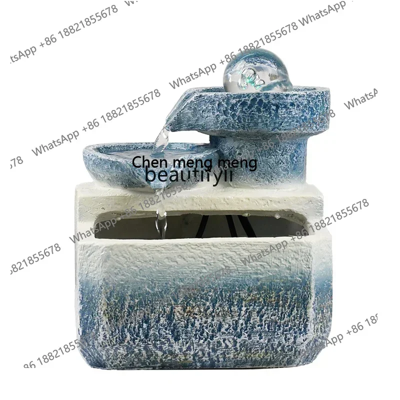 cc182 غرفة المعيشة عجلة فنغ شوي المياه المتدفقة تجعل المال زخرفة دوران المياه ميزة مكتب سطح المكتب محظوظ ، الديكور R #1