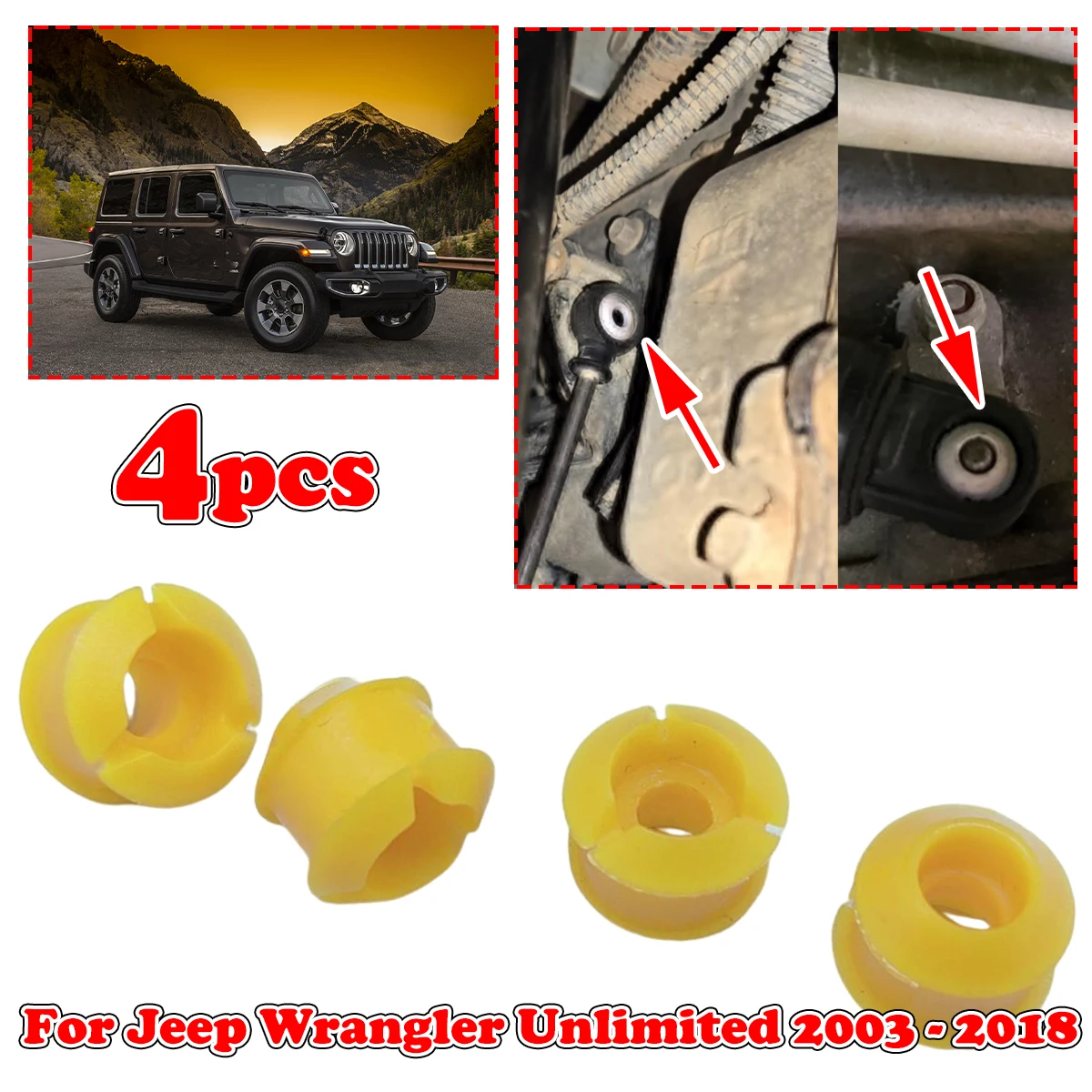

4x Shift Cable Bushing For Jeep Wrangler Unlimited Shifting Fix Gear Selector Change Lever Linkage End Pivot Grommet Trans Parts