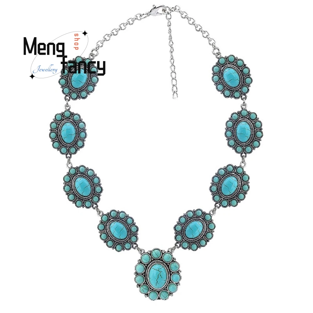 Sunflower Turquoise Necklace, A Retro Bohemian Ethnic Style Necklace Accessory Best Selling Fashion Jewelry Exquisite Elegant