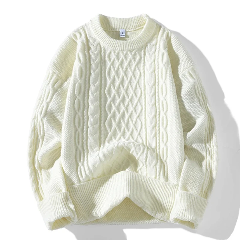 

Мужской твидовый свитер в японском стиле, трендовый толстый свободный свитер с круглым вырезом, куртка, брендовый осенне-зимний вязаный пуловер, свитера