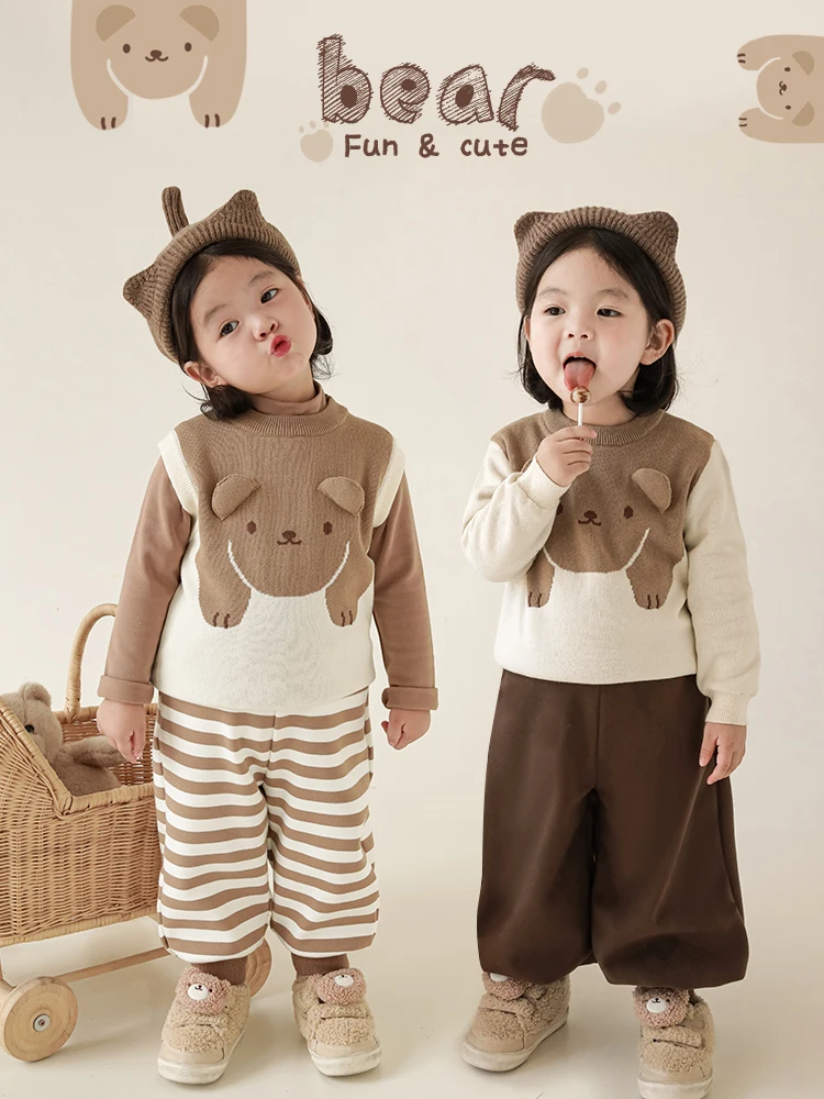 

Girls' Cute Jacquard Top Children's Warmth Funny Knitted Vest Sweater Trend
