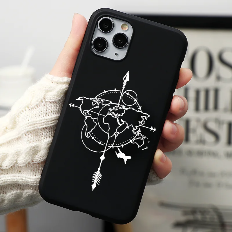 For iPhone 13 15 16 Pro Case World Map Travel Couple Cover For iPhone 14 12 11 Pro Xs Max Mini X XR 8 7 Plus SE Paired Fundas