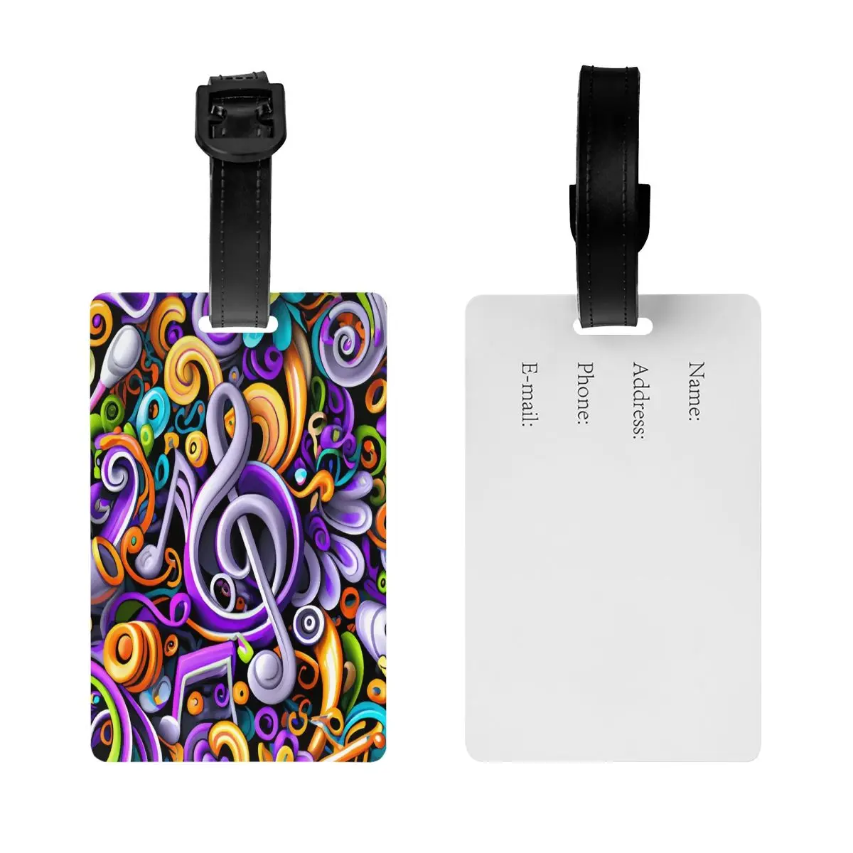 Colorful Music Musical Notes Luggage Tags Custom Baggage Tags Privacy Cover ID Label