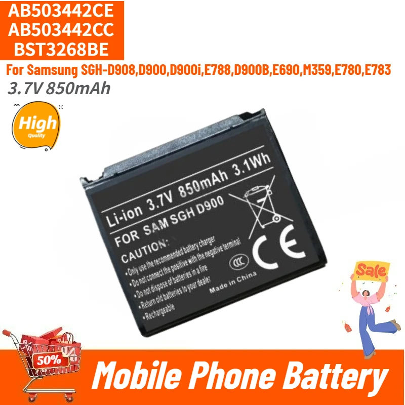 

AB503442CE AB503442CC BST3268BE High Quality Battery 3.7V 850mAh for Samsung SGH-D908 E690 M359 E788 E780 E783 D900 D900B D900i