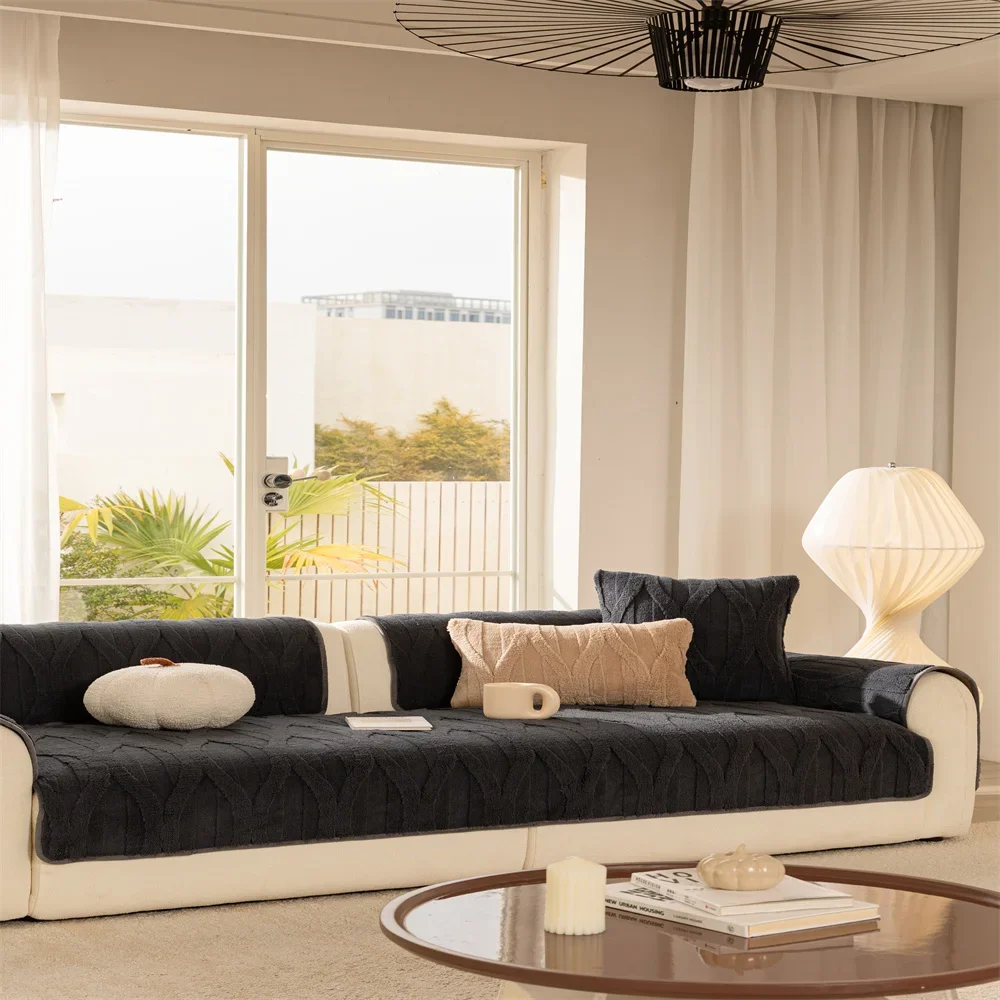 2026 New Autumn and Winter Thickened Light Luxury Non-slip Anti-cat Scratch Non-stick Wool Sofa Cushion Cover Back Towel