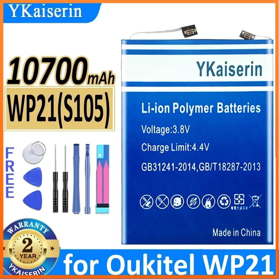 

YKaiserin Battery WP21 (S105) 10700mAh for Oukitel WP21 High Capacity Bateria Batterie Warranty 2 Years + Free Tools