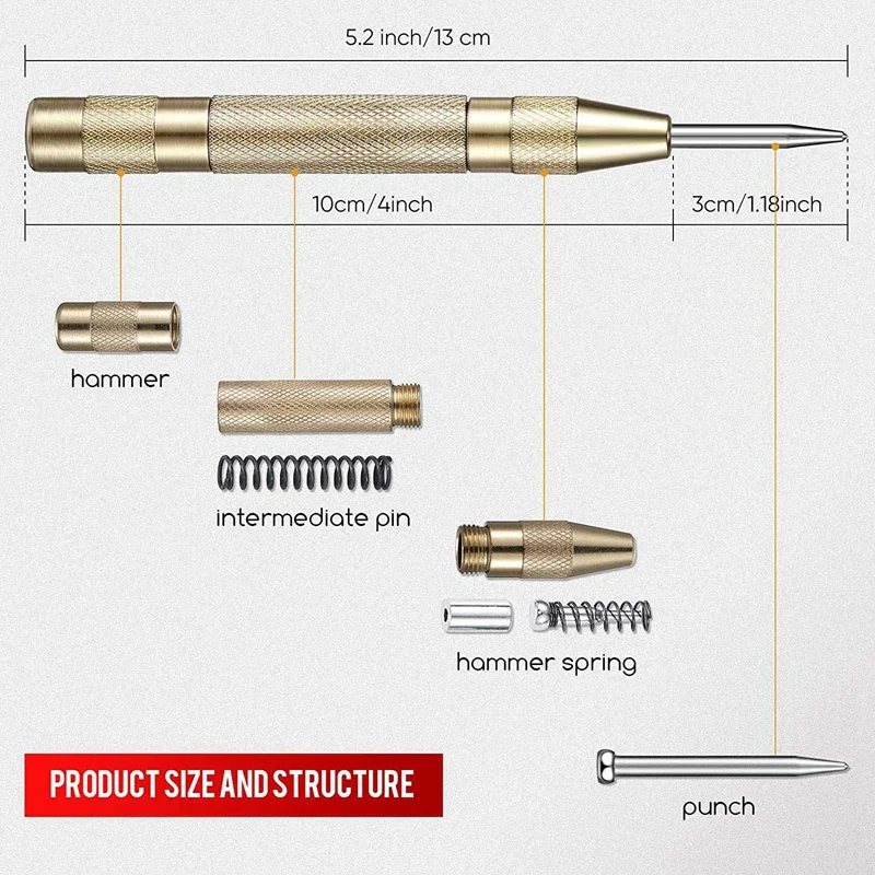 자동 중앙 구멍 펀칭 고정자 세트, 금속 목재 플라스틱 유리-적색 용수철 펀칭 프레스 도구, 5 개