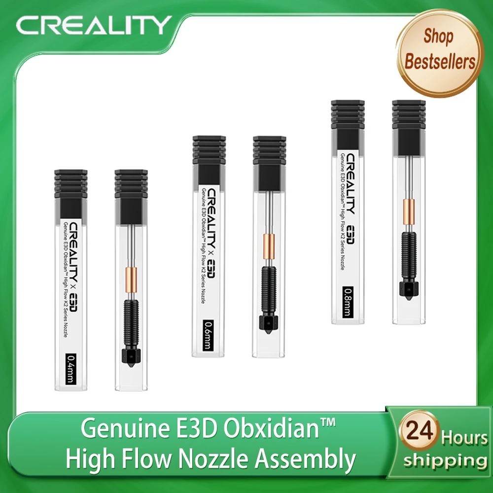 

Оригинальный Creality E3D Obxidian ™ Сопло высокой производительности (High Flow Nozzle Assembly) серии K2, 0.4мм/0.6мм/0.8мм для K2 Plus_Запчасти для 3D-принтеров Creality Hi