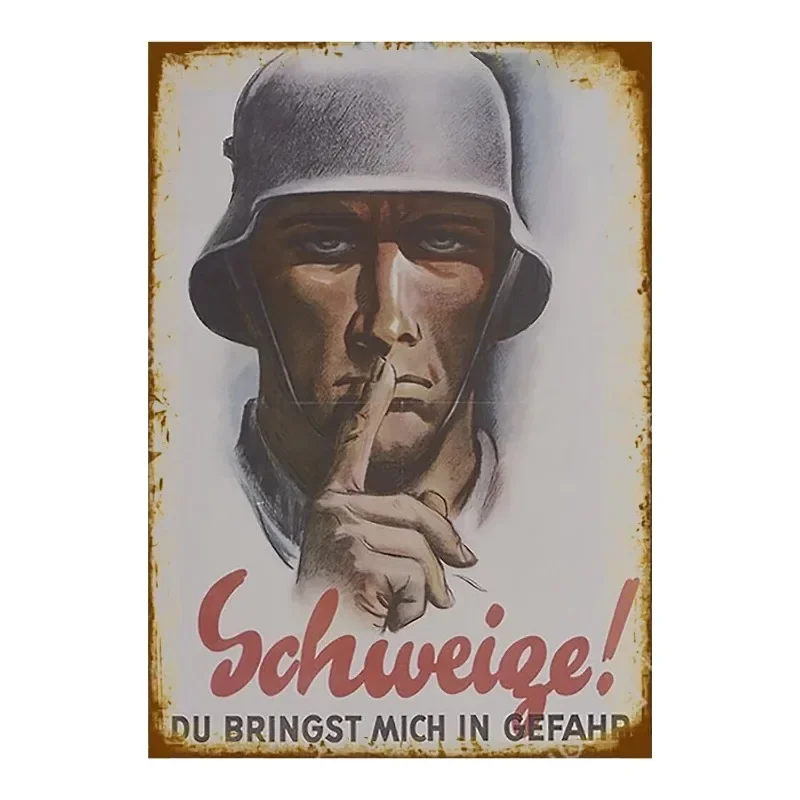 Keep Quiet Vintage German Poster Metal Sign Cave Tin Sign Posters Home Bar Garage Cafe Gift Decorate Wall Hanging in Living Room