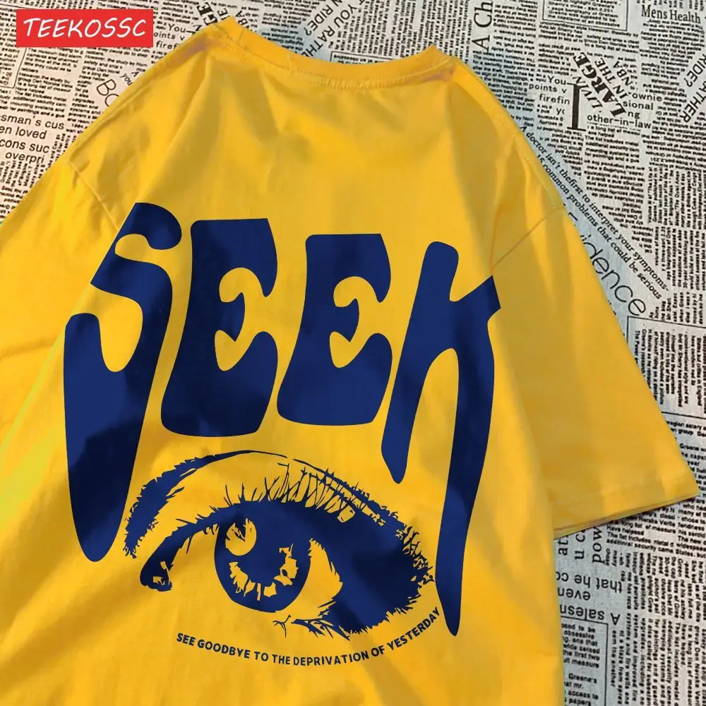 Fashion Cotton Womans T-Shirts Seek Anticipated Gaze Prints Tees Oversize O-Neck Soft Short Sleeve Comfortable Female Clothes
