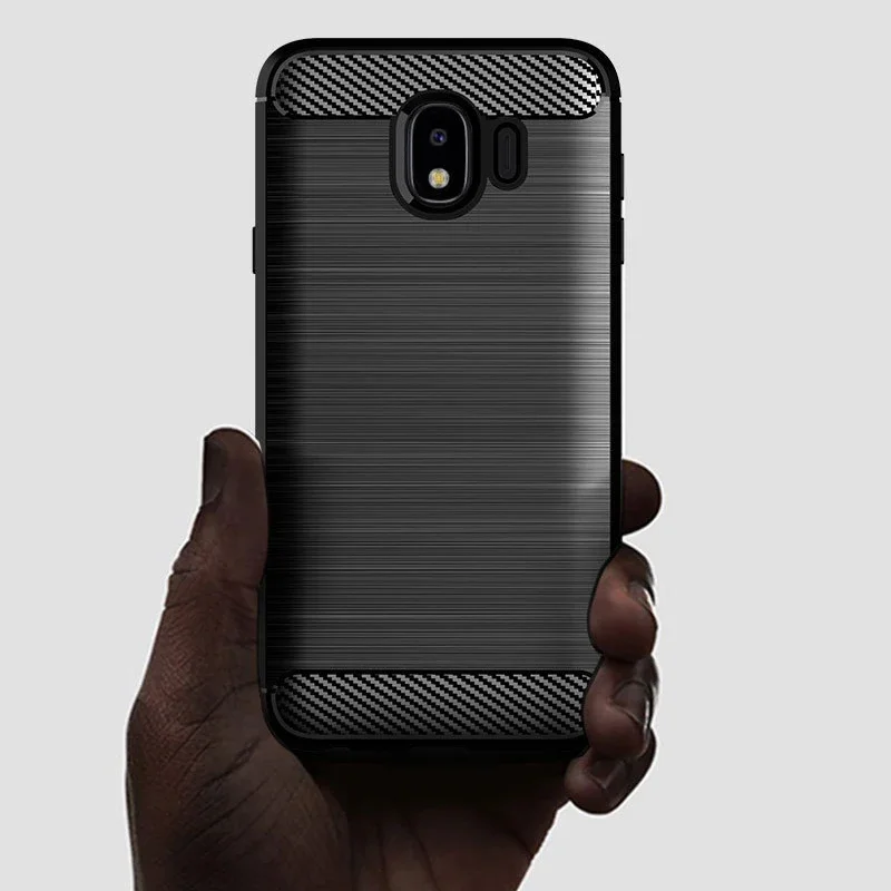 FERISING Case For Samsung Galaxy J4 2018 Case Silicone TPU Bumper Shockproof Carbon Cover for Samsung Galaxy J4 2018 J400 Case