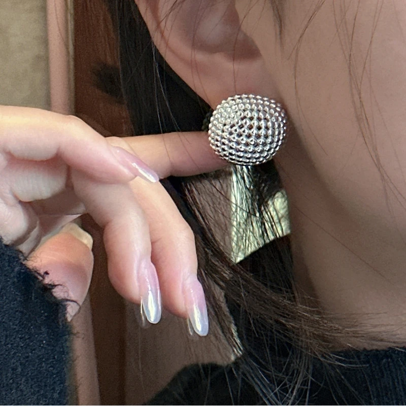 925 Sterling Silver Vintage Earrings For Women Trendy Simple Round Hollow Earring Jewelry Prevent Allergy Party Accessories