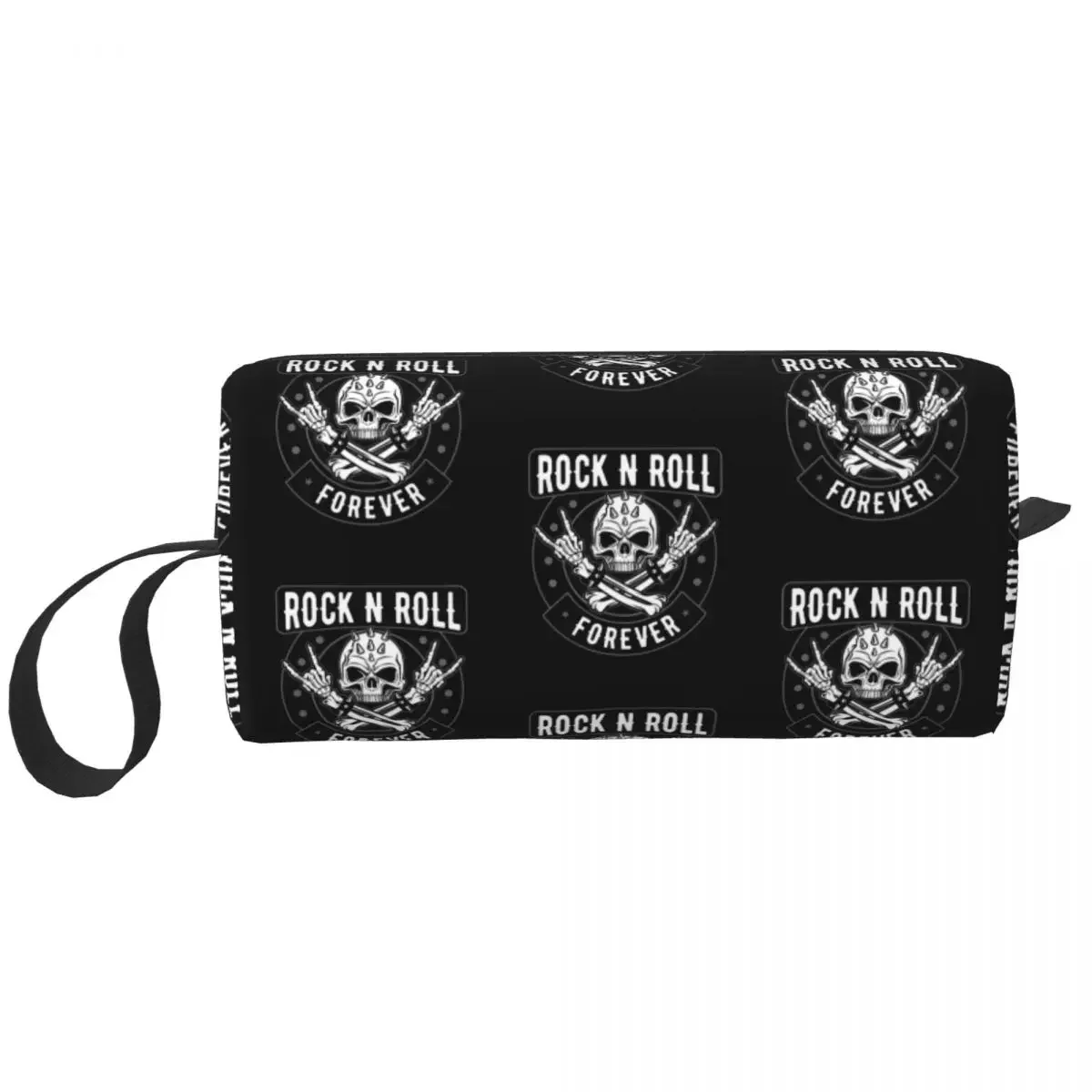 Heavy Rock N Roll Skull Makeup Bag for Women Travel Cosmetic Organizer Cute Storage Toiletry Bags