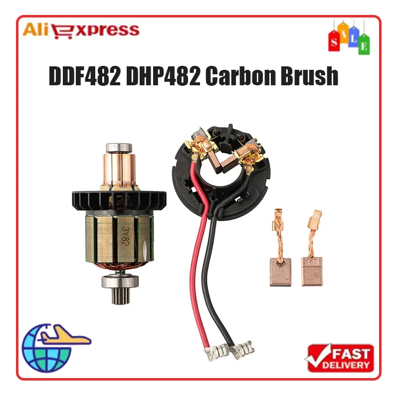 Armature Carbon Brush Holder and Brush Set for DDF482 DHP482 Replacement Parts for Improved Durability and Performance