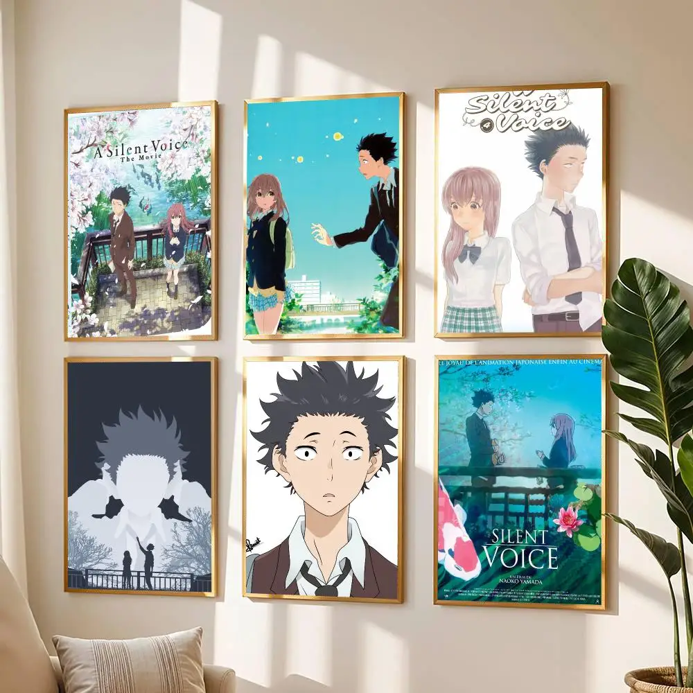 anime A-A Silent Voice-E Painting Calligraphy Boho Botanical Decor for Living Room  Elegant Home Style