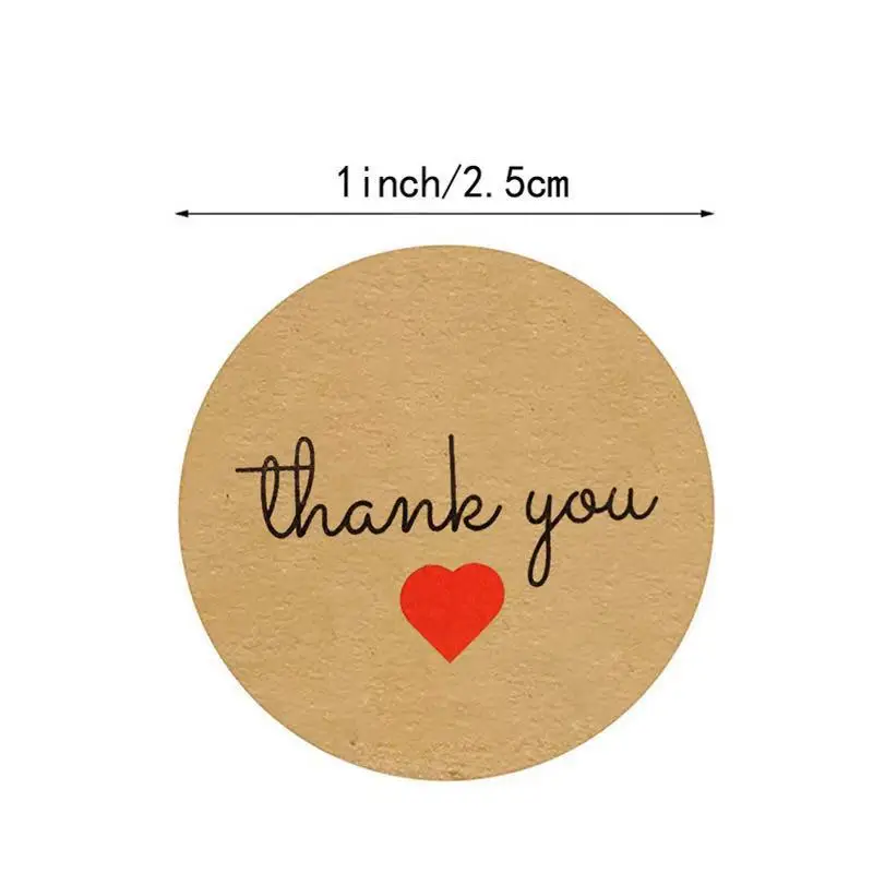 100-500 Pcs Round thank you Kraft Paper Party Adhesive Diy Seal Stickers Decorative Album Diary Cartoon Label Decor