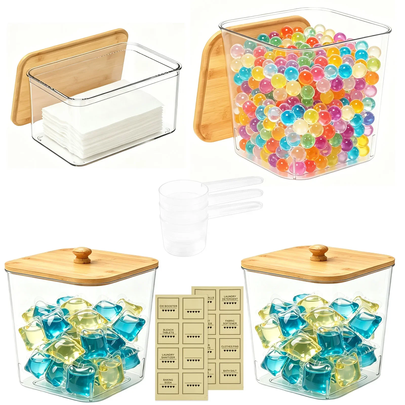 4 Pcs Laundry Pods Container Storage Set Laundry Room Organization Jars Acrylic Storage Box Laundry Detergent Pods Container