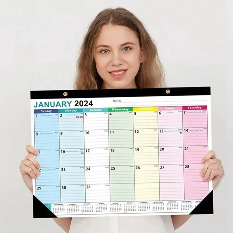 1 Pcs 2024 Calendar Wall Calendar 2024- 2025, 18 Months Wall Calendar From January 2024- June 2025, Hanging Hook Easy To Use