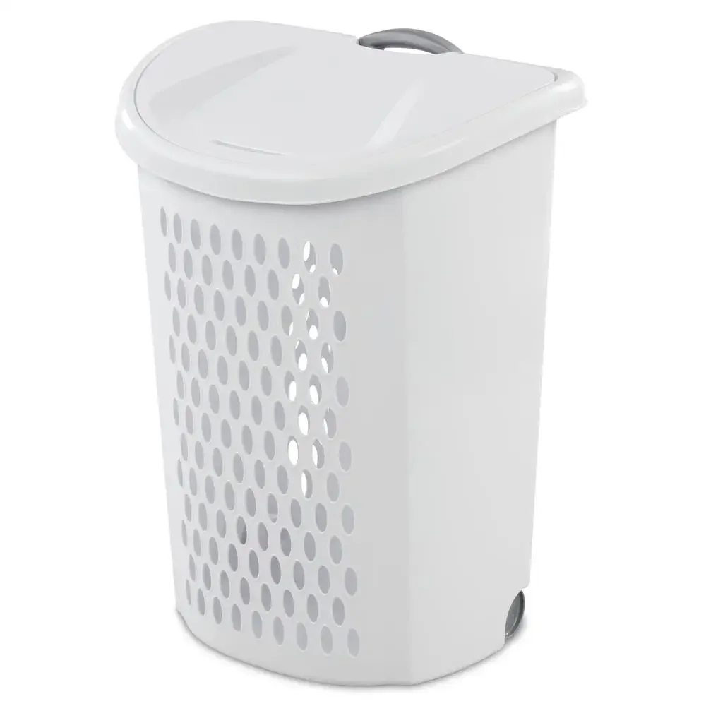 Set of 2 Ultra™ Wheeled Laundry Hampers White Plastic 20