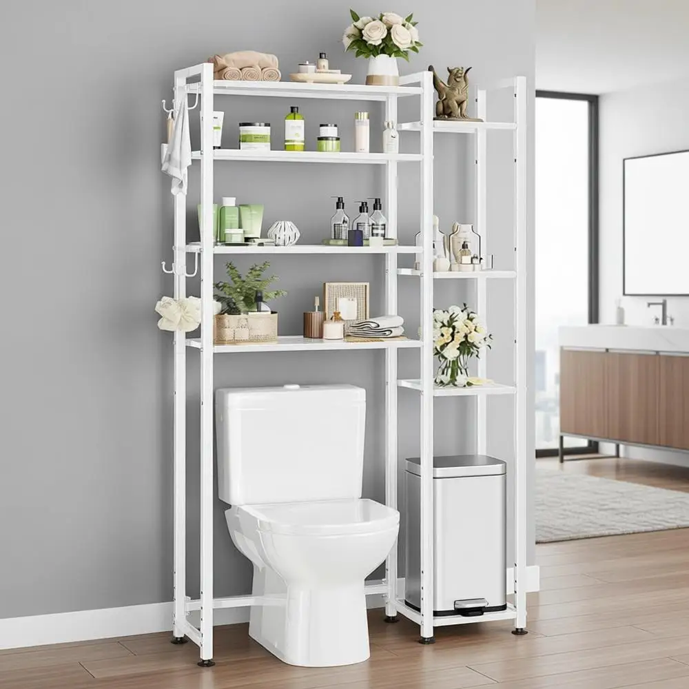 

8-ярусная полка для хранения над унитазом, белая, металлическая, органайзер для ванной комнаты для полотенец и предметов первой необходимости