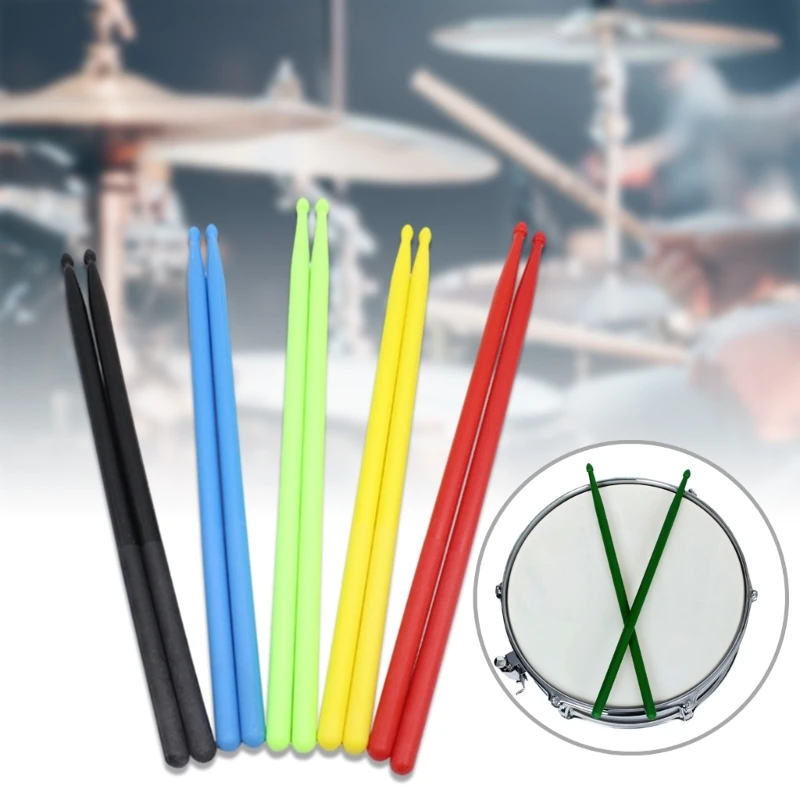 1 Pair Drum Stick Set Musical Instrument 5B Drumsticks, Classical Solid Nylon Plastic Drum Stick for Kids and Adults 24BD