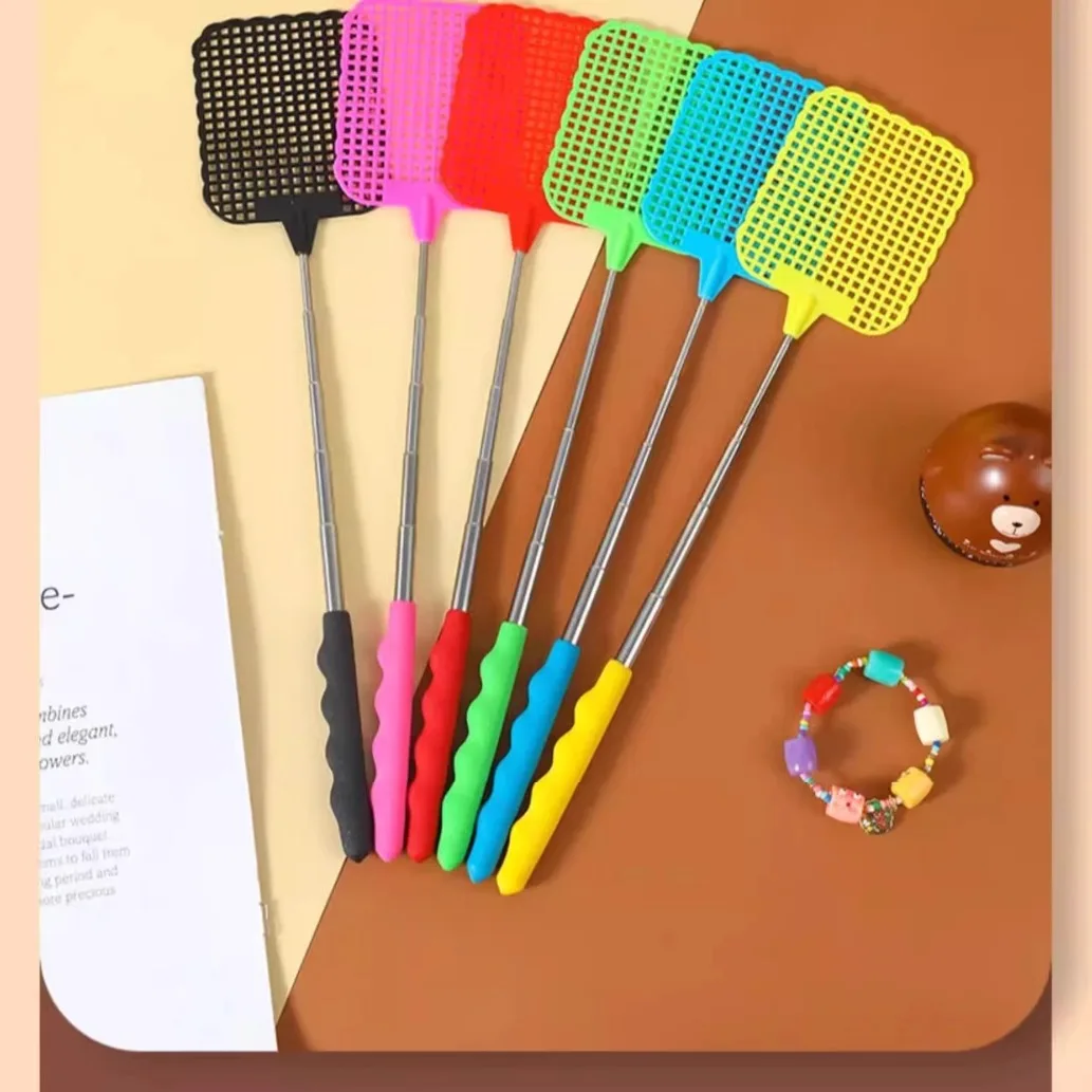 1pc Telescopic Fly Swatter Stainless Steel Extendable Mosquito Swatter Manual Pest Control for Garden Kitchen Indoor Outdoor