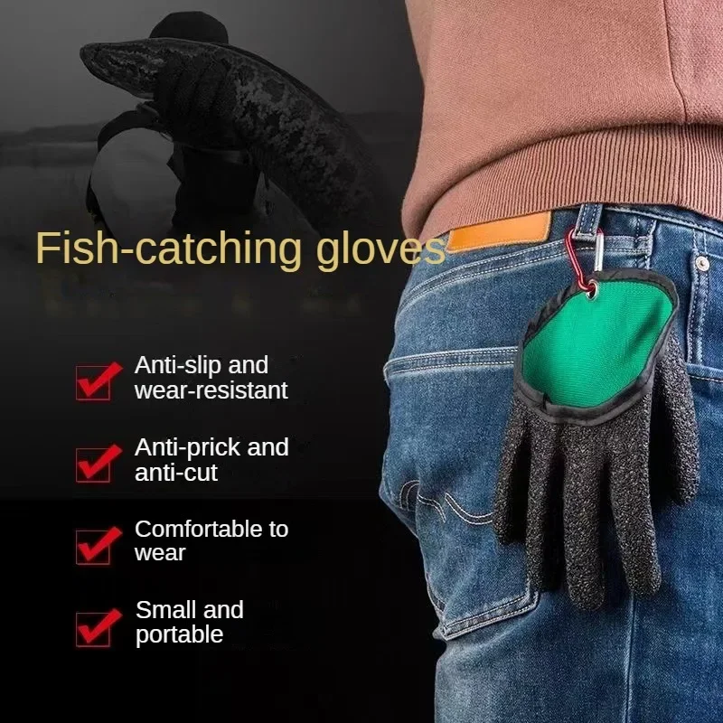 Left Or Right Professional Catch Fish Latex Magnetic Clasps Fishing Glove  Antiskid Protect Hand Puncture Scrapes Fisherman