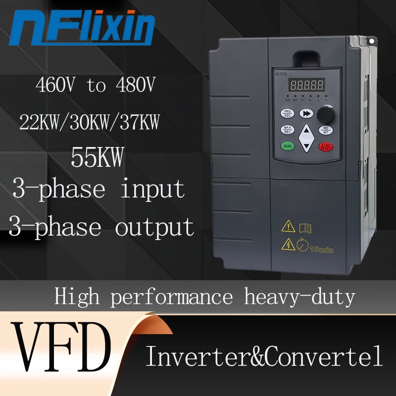 VFD Variable Frequency Converter Inverter 3-Phase Input 460V-480V 22-55KW AC Drive for Fan/Pump Speed Controller