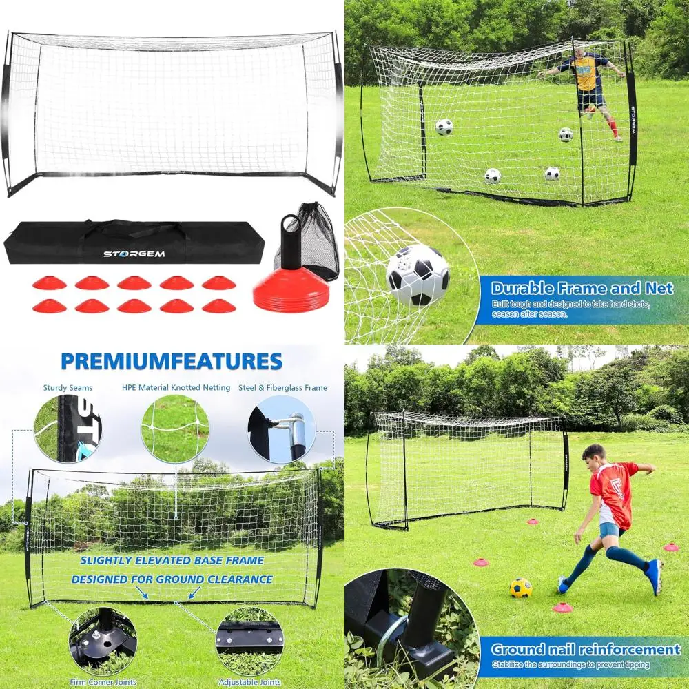 

Портативный футбольный набор с разборной металлической стойкой, 15 тренировочных конусов для игр на заднем дворе