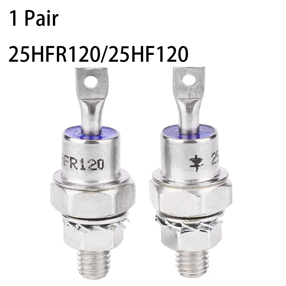 1Pair 25HFR120/25HF120 Rectifier Diode Forward/Reverse Polarity 25A Rectifier For Battery Charging Converter Motor Control Parts