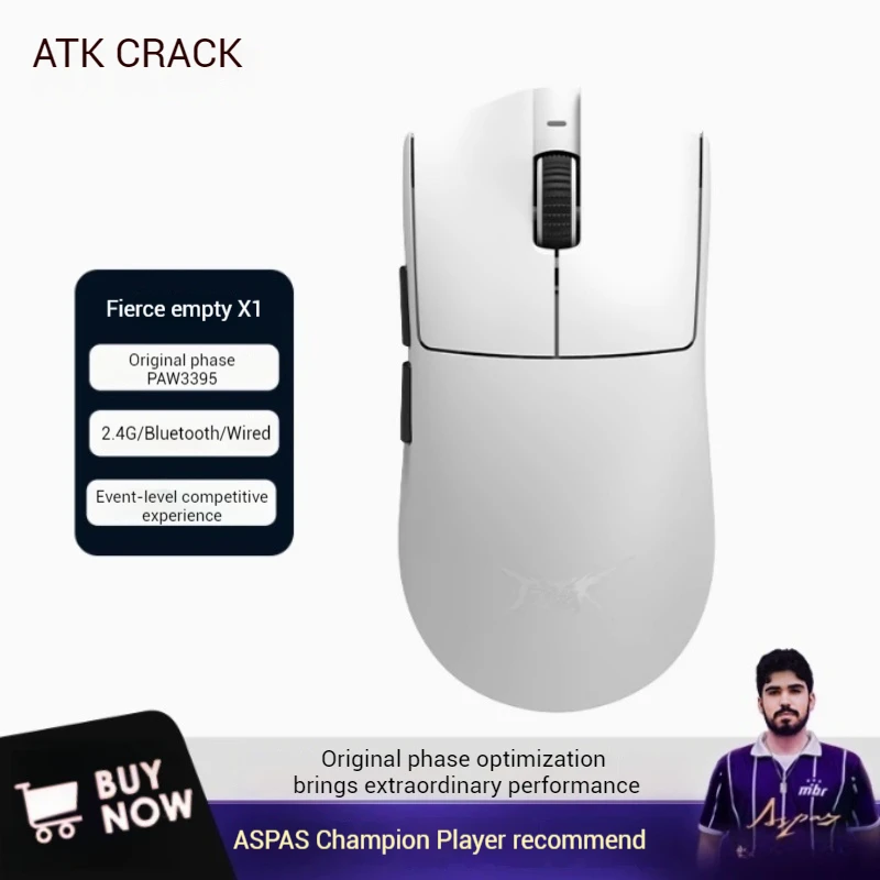 

Легкая беспроводная мышь Atk Crack X1, эргономичная, среднего и большого размера, 8k, прием с низкой задержкой, игровой офис для киберспорта