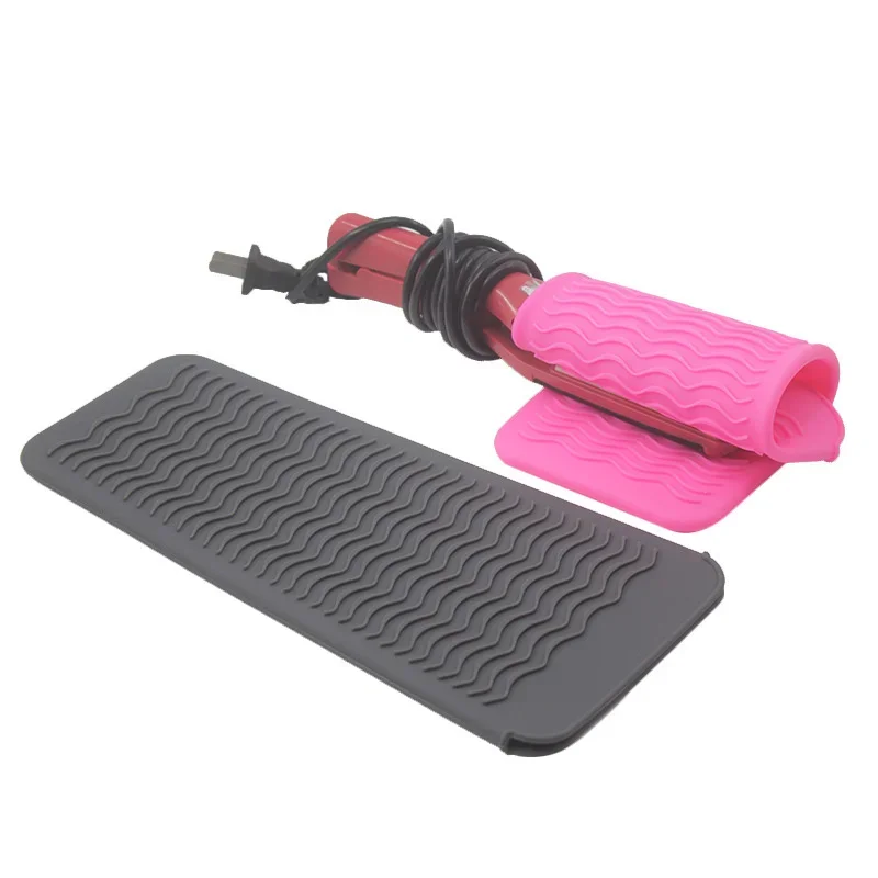 Outil de coiffure en silicone pour fer à friser, fer à lisser, tapis anti-chaleur, non ald, plat, voyage, poudres polymères, degré de chaleur