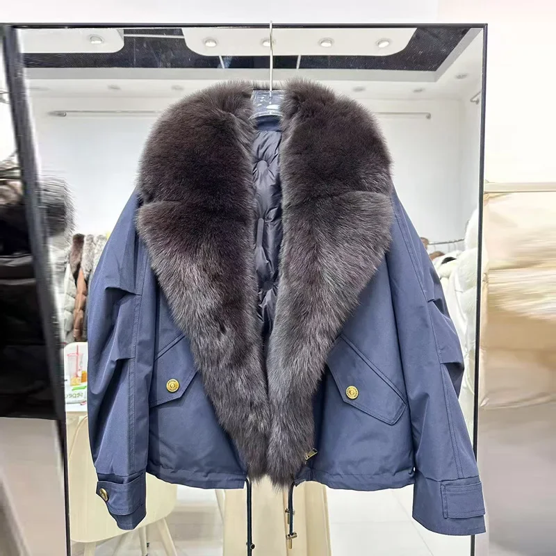 

New Fashion Lady Winter Parkas Elegant Fox Fur Overcoat Zip Liner Warm Women Coats 2025 Outerwear Parka Street wear