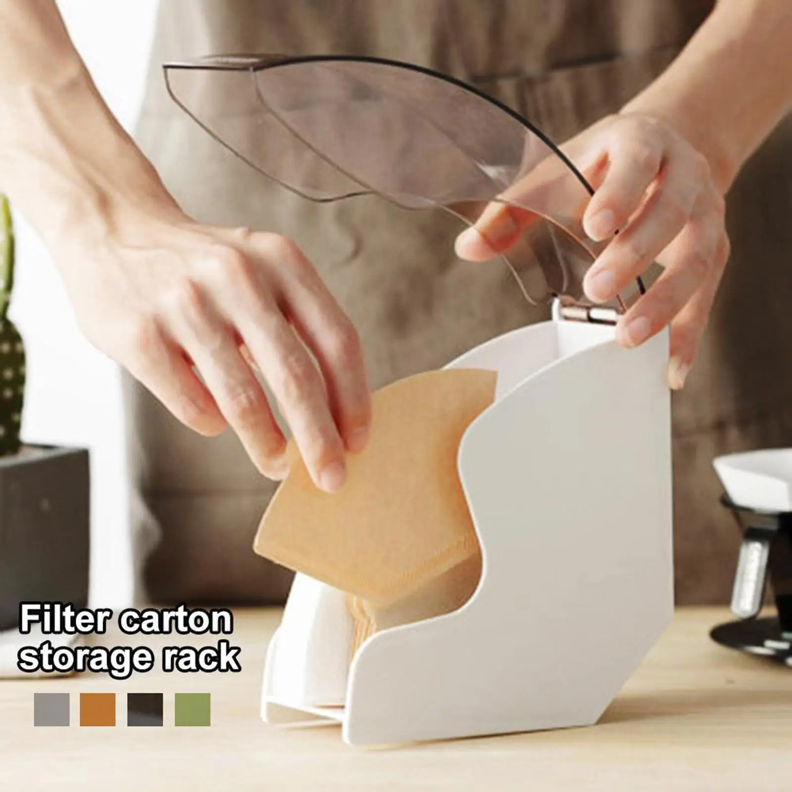 Universal Coffee Filter Paper Storage Box Acrylic Holder Rack with Dustproof Cover for Cone Shape 4 Paper Filters Coffee Shop