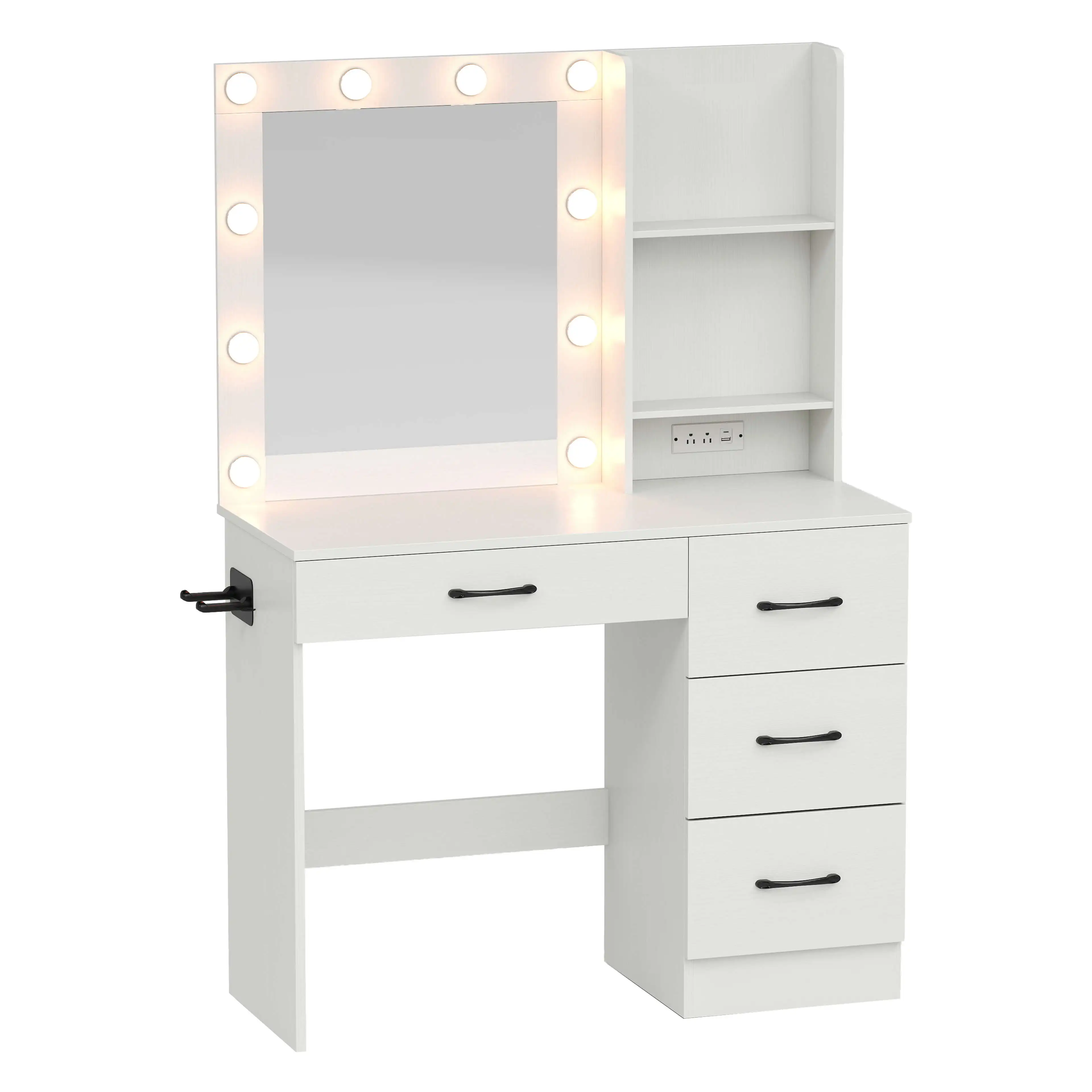 Makeup Vanity Desk with Mirror and Lights Charging Station 3-Color LED Lights