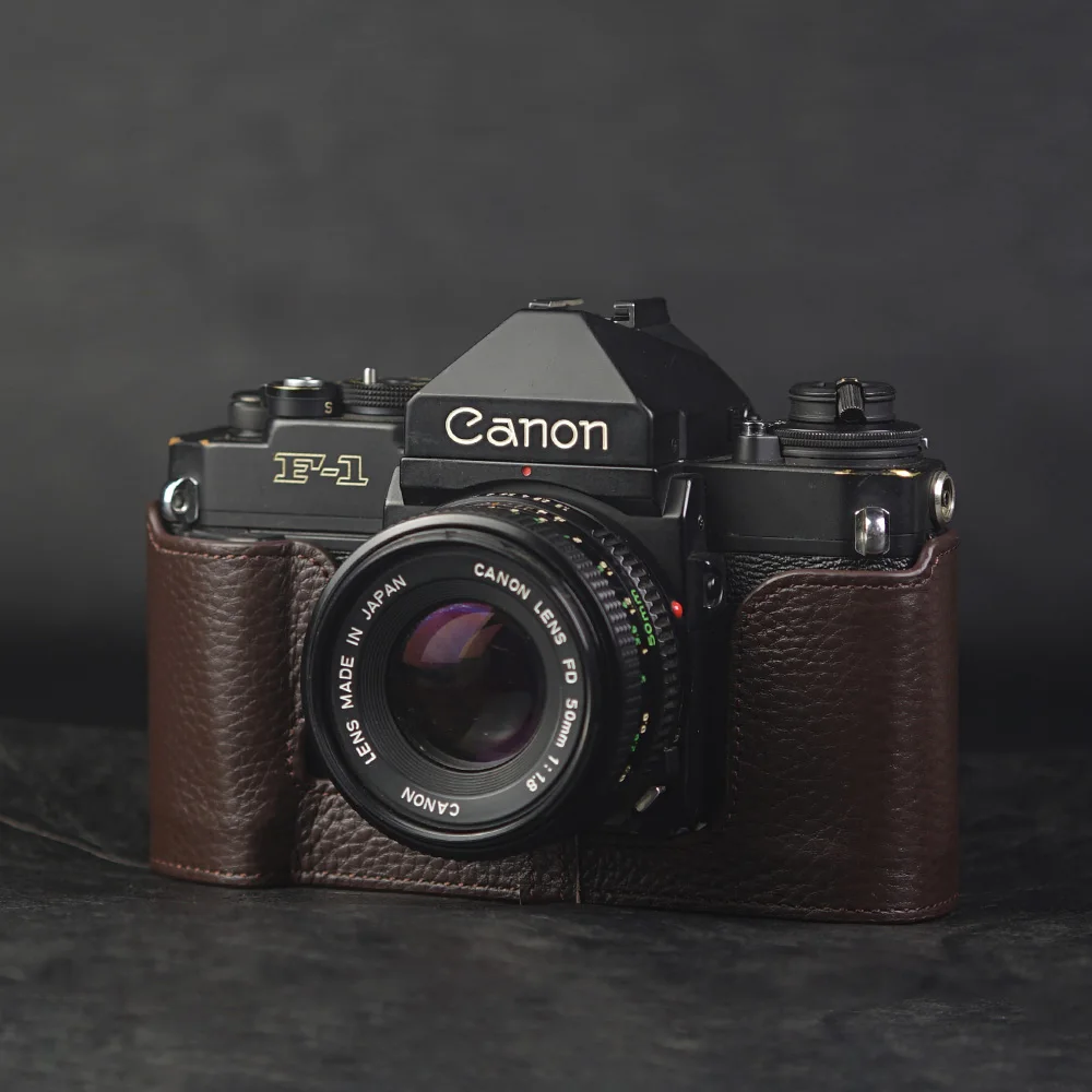 

Handmade Genuine Leather Half Case Cover Bag Leather Camera Strap Shoulder Strap Leather Case Kit For Canon F1 Case