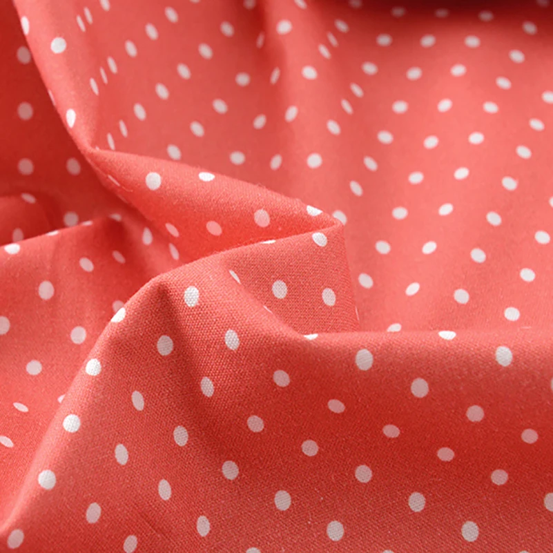 Red Cotton Fabric Polka Dot Floral Leaf for Sewing Patchwork Clothes DIY Handmade By Meters