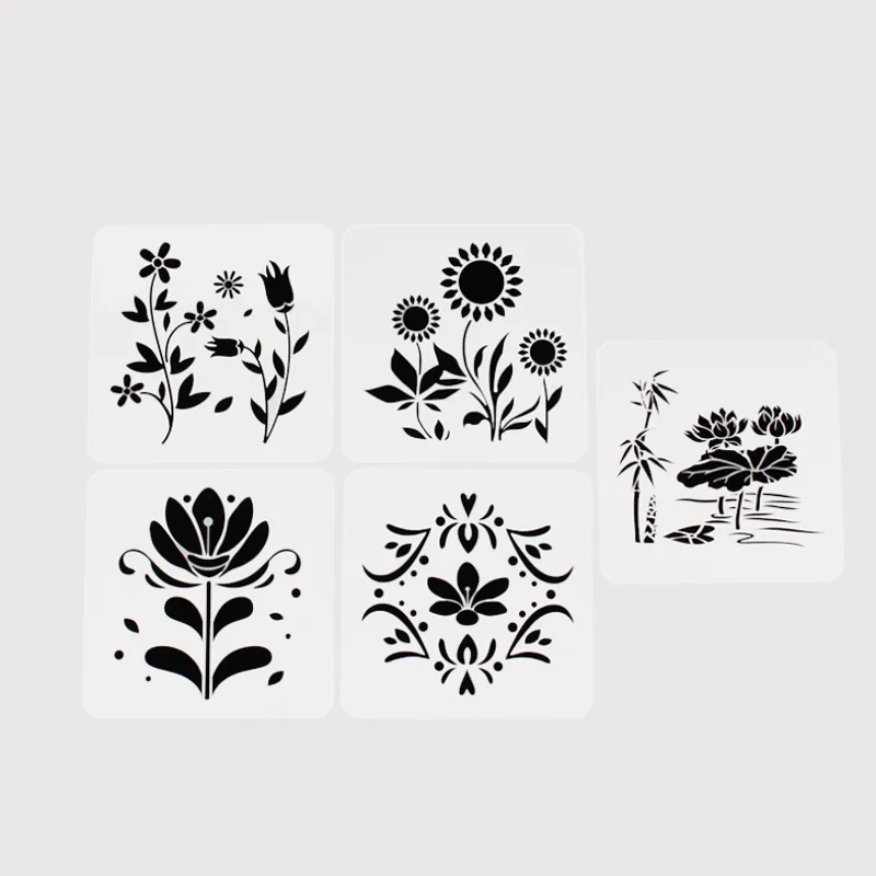 

5pcs 13*13cm Sunflower Lotus Stencil DIY Layering Wall Painting Scrapbooking Coloring Embossing Album Decorative Card Template