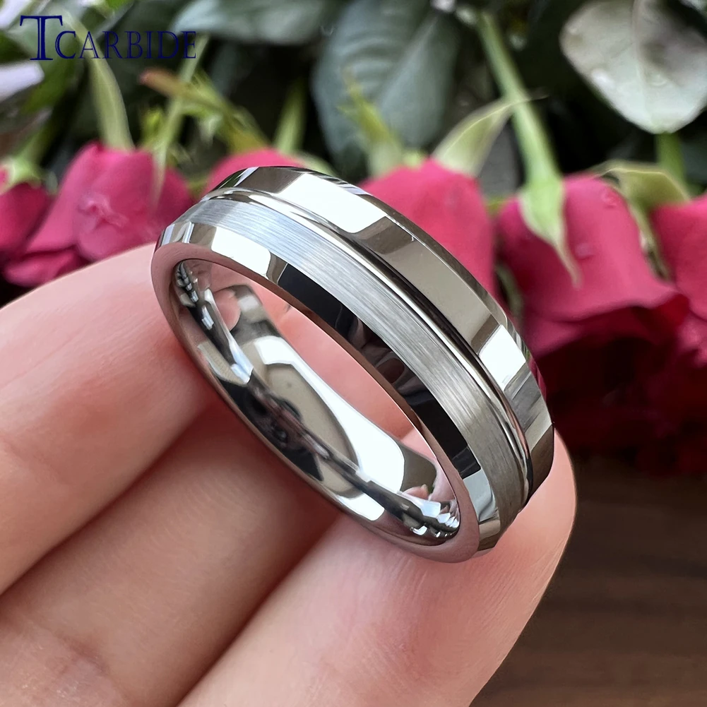 Dropshipping 6mm 8mm Shiny Forever Wedding Band Tungsten Plain Ring Classic Jewelry Groove Brush Polish Finish Free Shipping