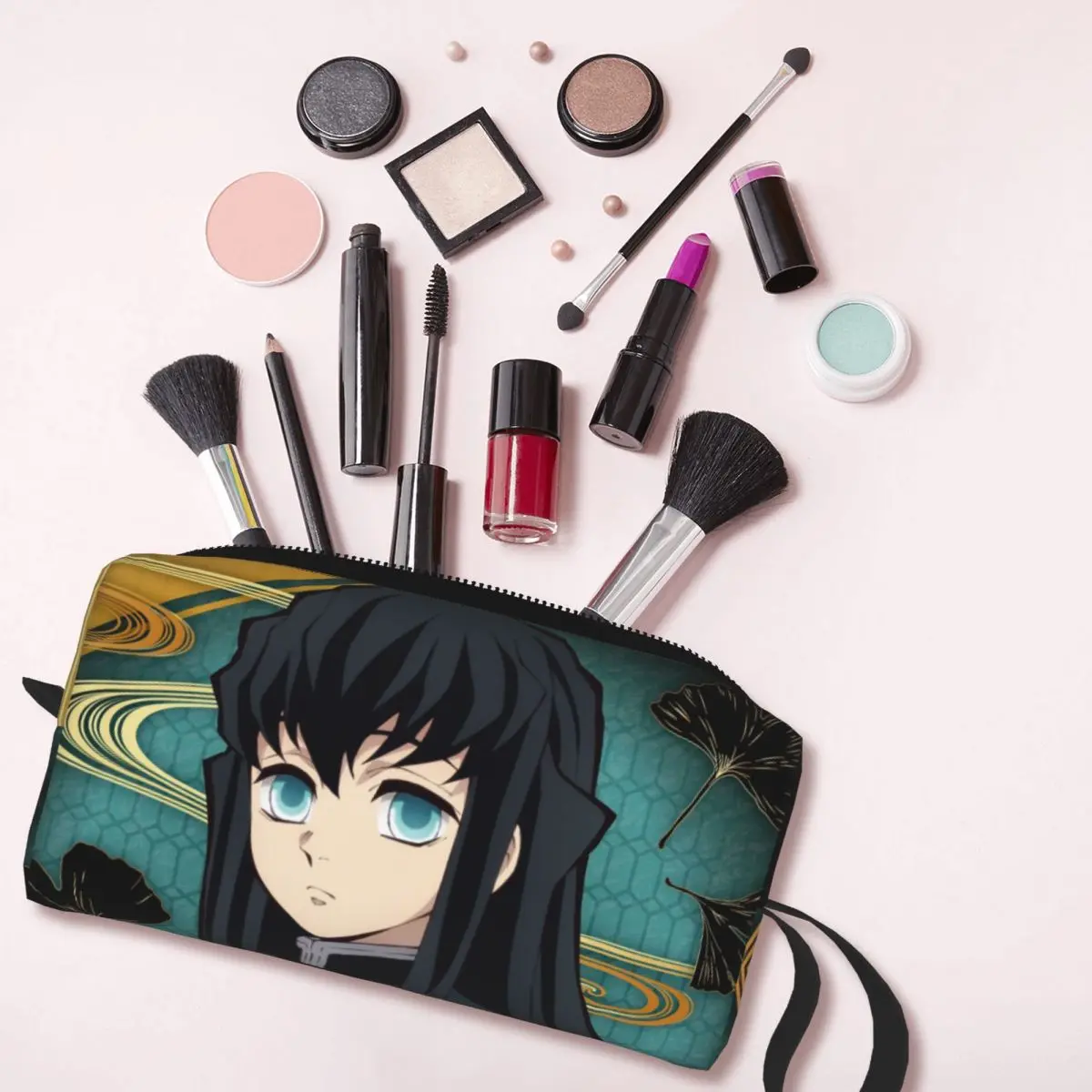 Muichiro Tokito Kimetsu No Yaiba Travel Toiletry Bag for Women Demon Slayer Anime Makeup Cosmetic Bag Beauty Storage Dopp Kit