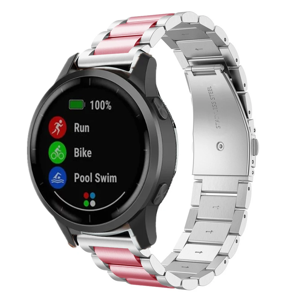 الفولاذ المقاوم للصدأ حزام للغارمين Forerunner 255 الموسيقى سوار معدني للغارمين Venu Sq 2 نهج S12 S42 S40 ساعة ذكية العصابات