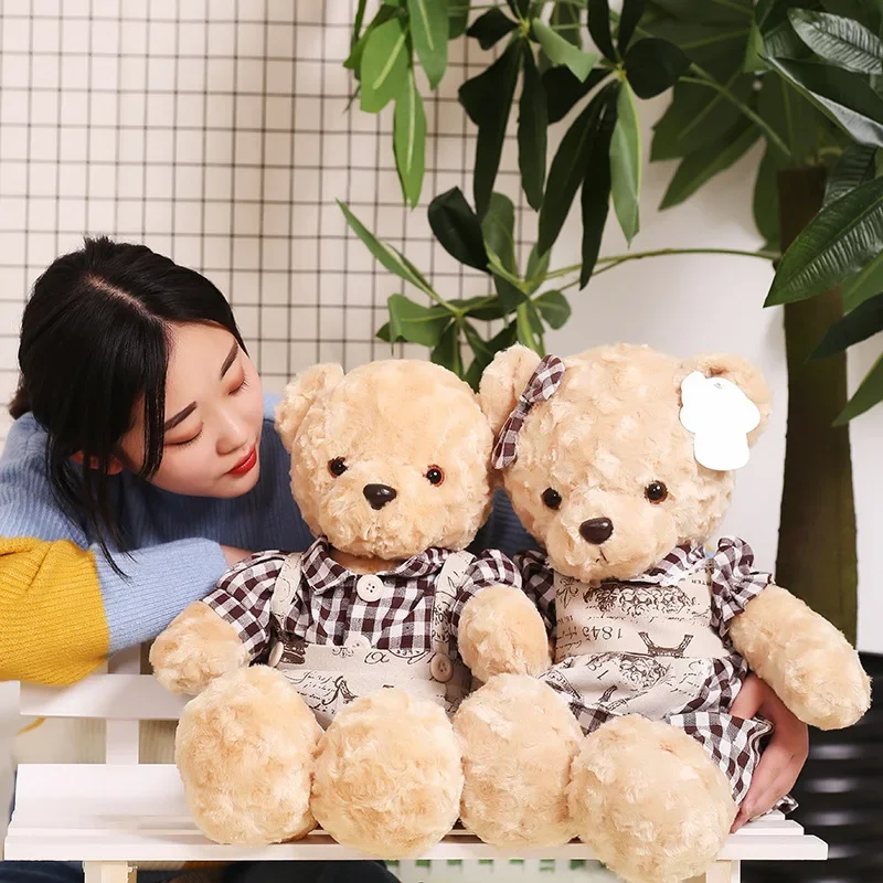 Kawaii Big Size Teddy Bear Dressing Plush Toy Pillow Soft Stuffed Doll Romantic Gift for Lover Home Decor Valentine's Day Gifts