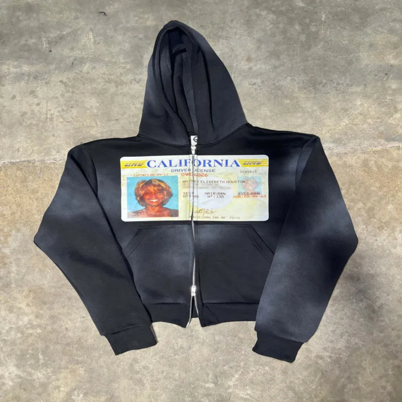 Banknote Printed Hoodie Women European America Hip-hop Printed Pullover Hoodie Pocket Zipper Hoodie Long Sleeved High Street Top