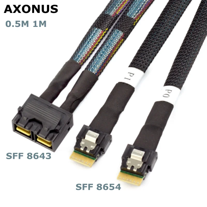 High Speed MINI SAS HD SFF-8643 8I Convert 2X Slimline SAS SFF-8654 4I Server connection cable