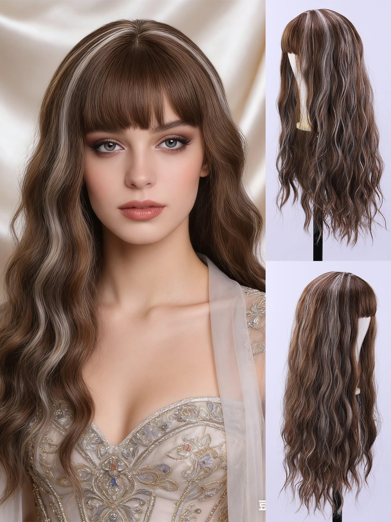 

Elegant and fashionable women's synthetic fiber wig, fashionable hairstyle, rose mesh hat design