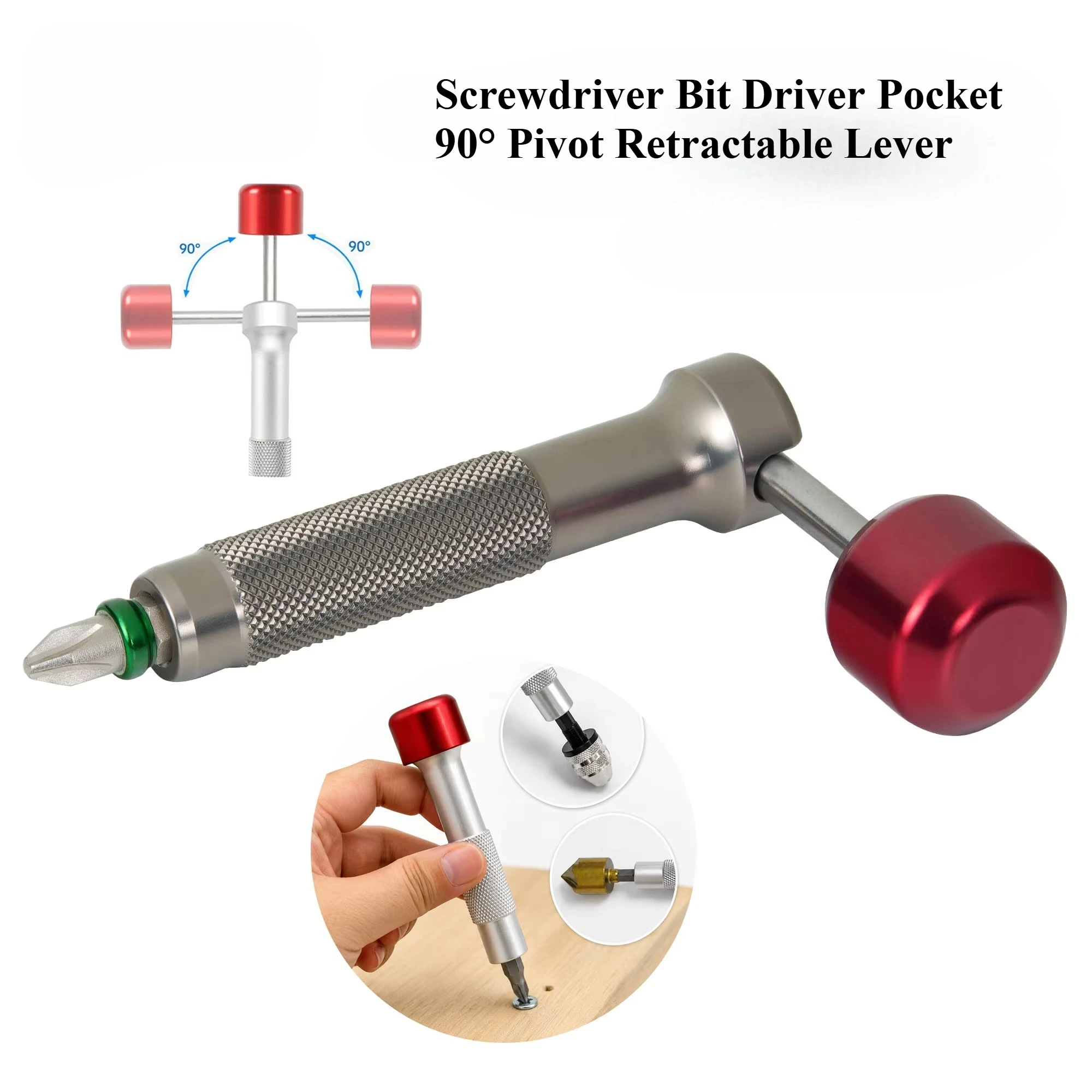 1pcs Reinforced Screwdriver 90° Pivot Retractable Lever Handle Turned Manual Drilling Automotive Home for Appliance Repair Tool