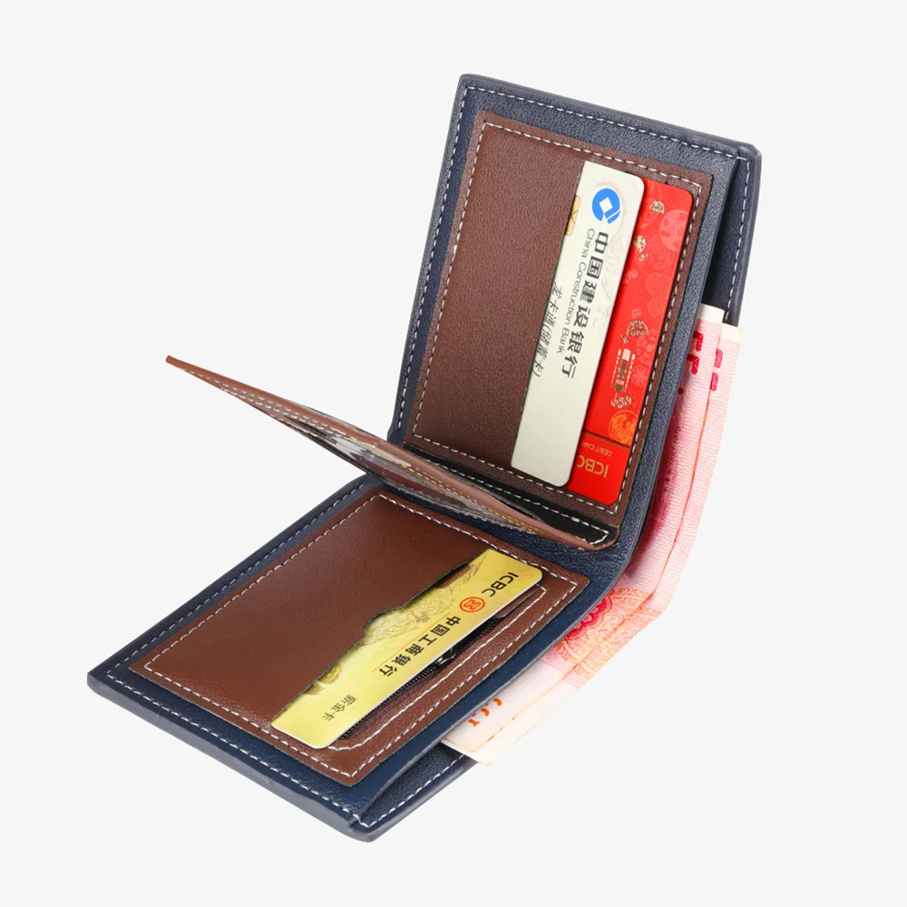 New Men's Short Wallet Vintage PU Leather Zipper Purse ID Bank Credit Card Holder Male Wallet Money Bag Horizontal Money Clip