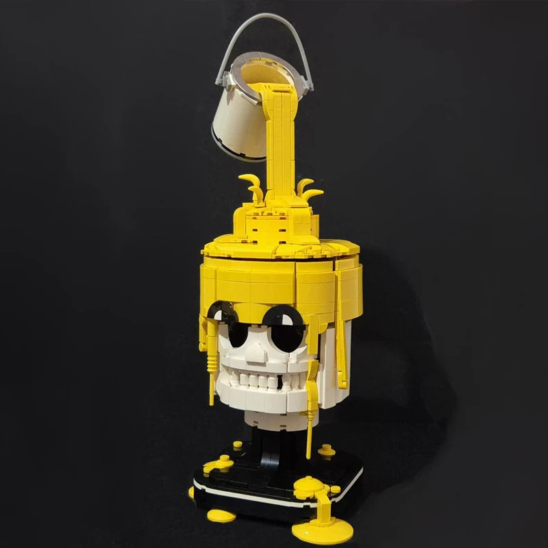 NEW 1147PCS MOC Paint Pouring on a Minifig Skull display model DIY creative ideas Assembly Puzzle Toy birthday christmas Gift