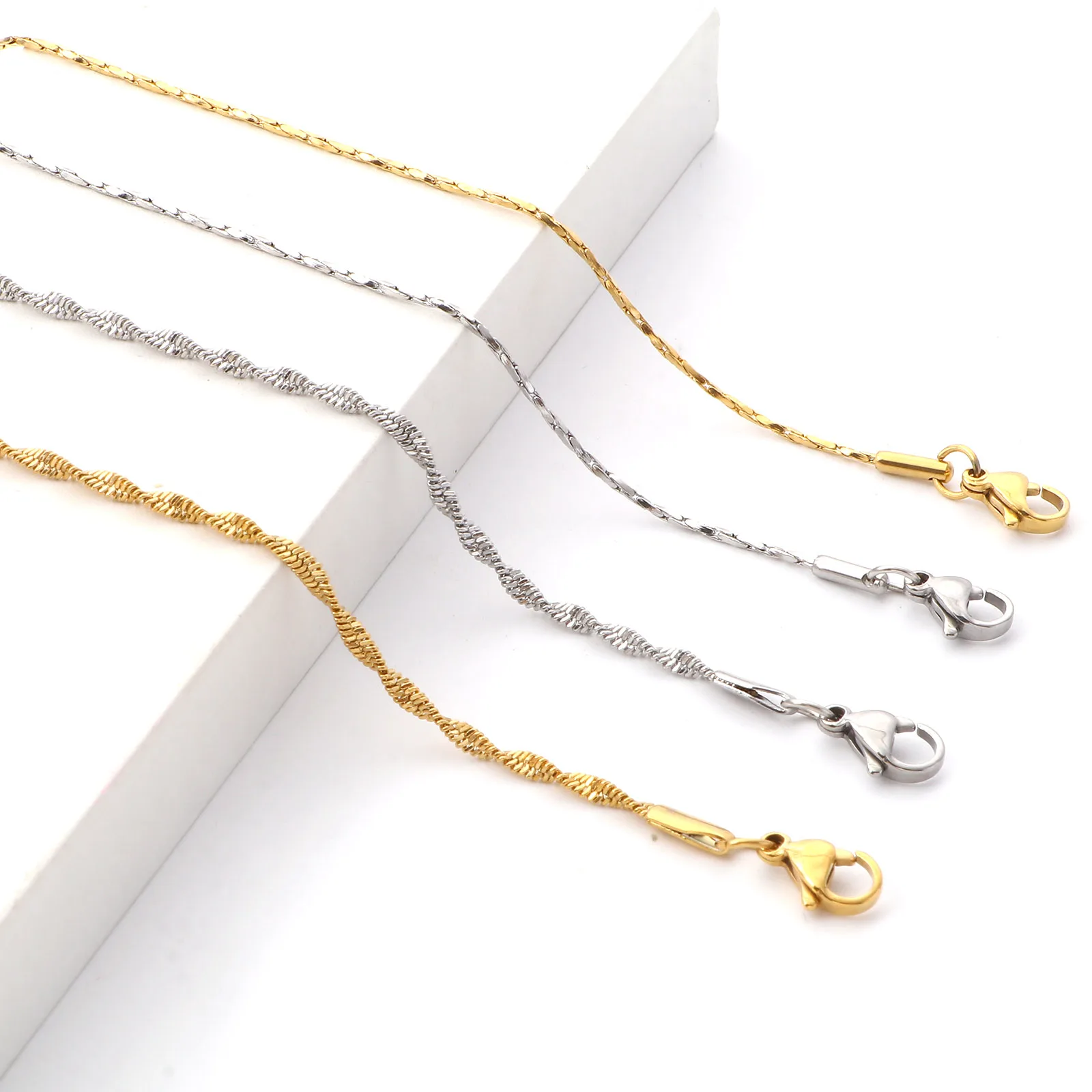 1pc 304 Stainless Steel Crimpable Chain Anklet Gold Color Anklet Bracelet For Women On Foot Barefoot Summer Jewelry 23.5cm long