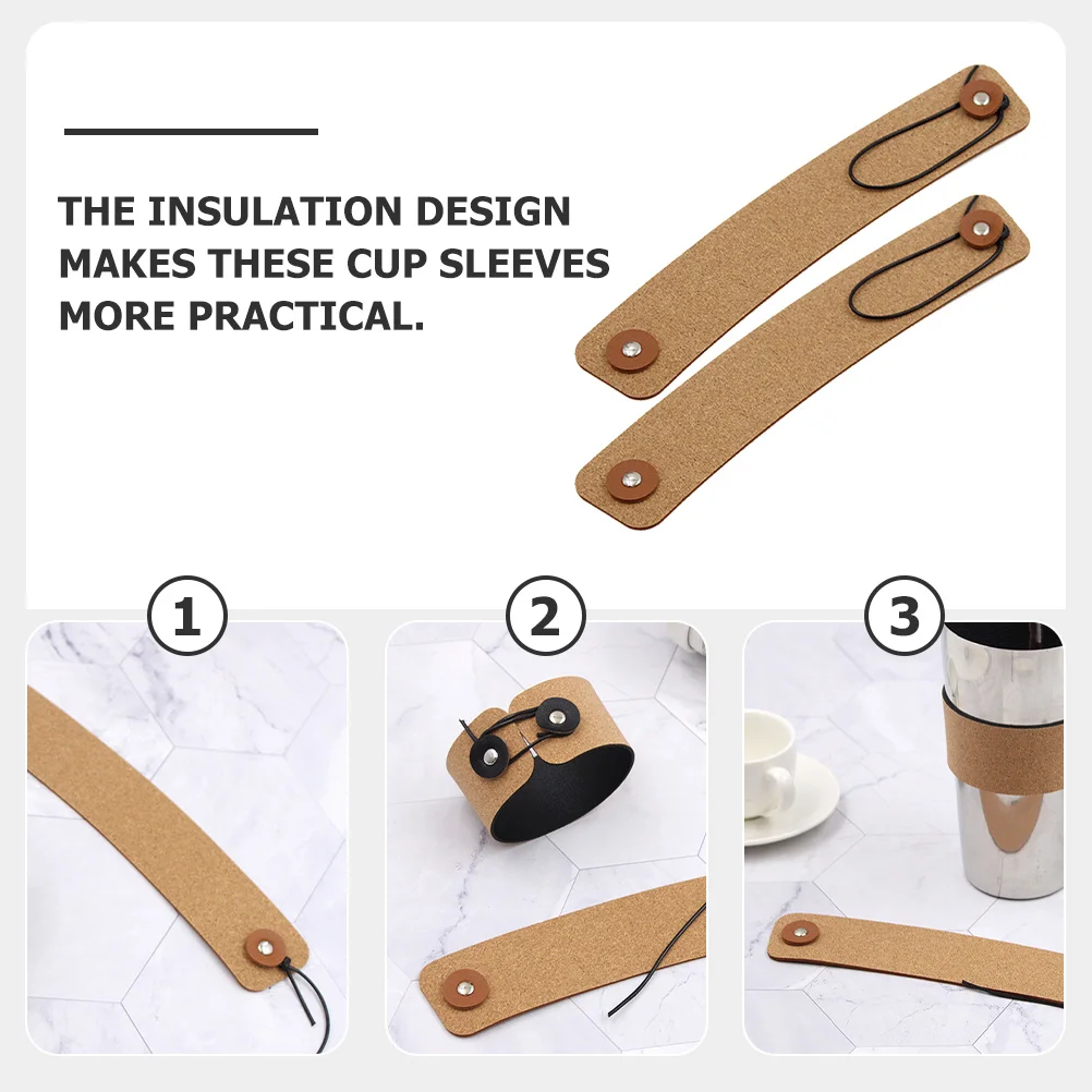 

2pcs Stainless Bottle Sleeve Adjustable Cup Sleeves Reusable Insulated Coffee Cover Rope Buckle Design For Kitchens Bars